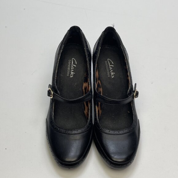 Clarks Bendables Black Leather Mary Jane Heel Shoes Womens 6M US Comfort - Picture 12 of 12